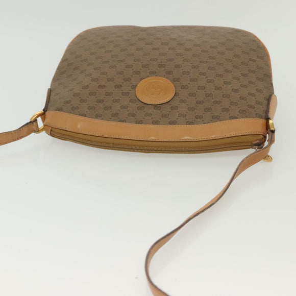 GUCCI Micro GG Supreme Shoulder Bag PVC Beige Gold Auth ki5912