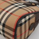 Burberrys Nova Check Hand Bag Canvas Beige Gold Auth ki5913-10