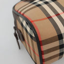 Burberrys Nova Check Hand Bag Canvas Beige Gold Auth ki5913-11