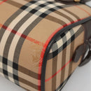 Burberrys Nova Check Hand Bag Canvas Beige Gold Auth ki5913-12