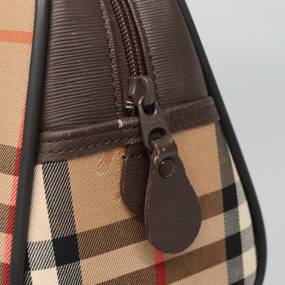 Burberrys Nova Check Hand Bag Canvas Beige Gold Auth ki5913