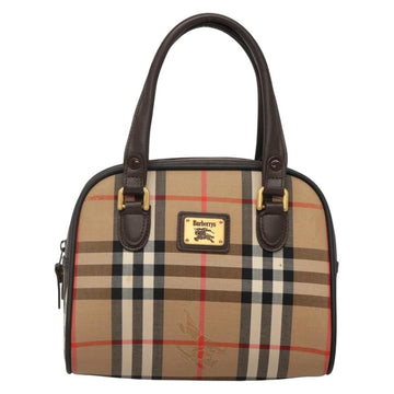 Burberrys Nova Check Hand Bag Canvas Beige Gold Auth ki5913 - 0