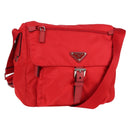 PRADA Shoulder Bag Nylon Red Silver Auth ki5917A-1