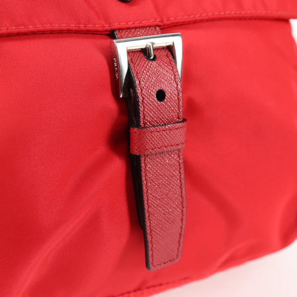 PRADA Shoulder Bag Nylon Red Silver Auth ki5917A