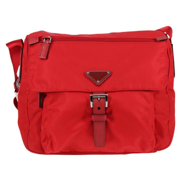 PRADA Shoulder Bag Nylon Red Silver Auth ki5917A - 0