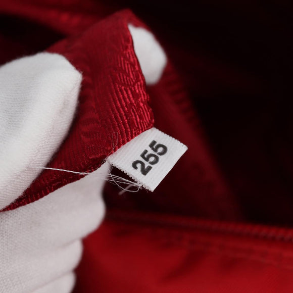 PRADA Shoulder Bag Nylon Red Silver Auth ki5917A