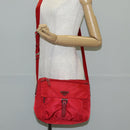 PRADA Shoulder Bag Nylon Red Silver Auth ki5917A-26