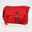 PRADA Shoulder Bag Nylon Red Silver Auth ki5917A-27