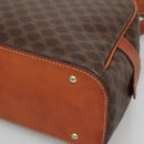 CELINE Macadam Canvas Hand Bag PVC Leather Brown Gold Auth ki5919-9