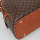 CELINE Macadam Canvas Hand Bag PVC Leather Brown Gold Auth ki5919-16