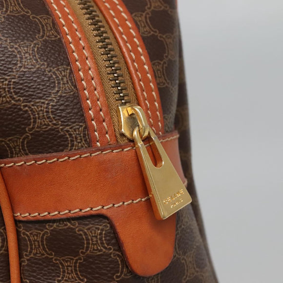 CELINE Macadam Canvas Hand Bag PVC Leather Brown Gold Auth ki5919