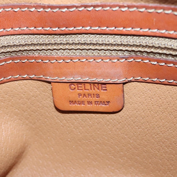 CELINE Macadam Canvas Hand Bag PVC Leather Brown Gold Auth ki5919