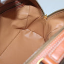 CELINE Macadam Canvas Hand Bag PVC Leather Brown Gold Auth ki5919-19