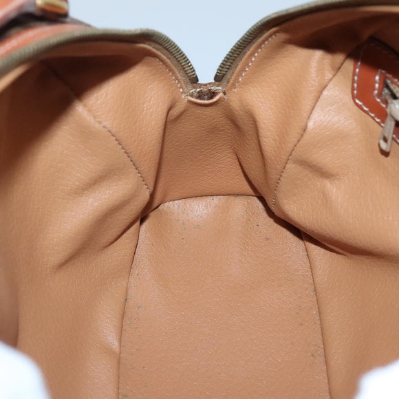 CELINE Macadam Canvas Hand Bag PVC Leather Brown Gold Auth ki5919