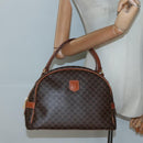 CELINE Macadam Canvas Hand Bag PVC Leather Brown Gold Auth ki5919-21