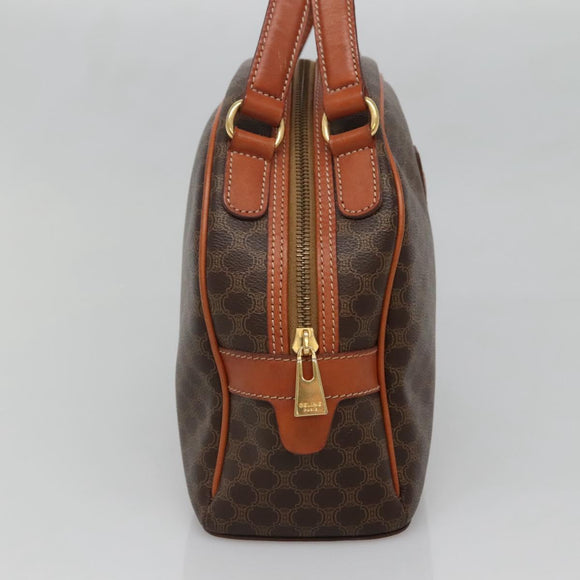 CELINE Macadam Canvas Hand Bag PVC Leather Brown Gold Auth ki5919