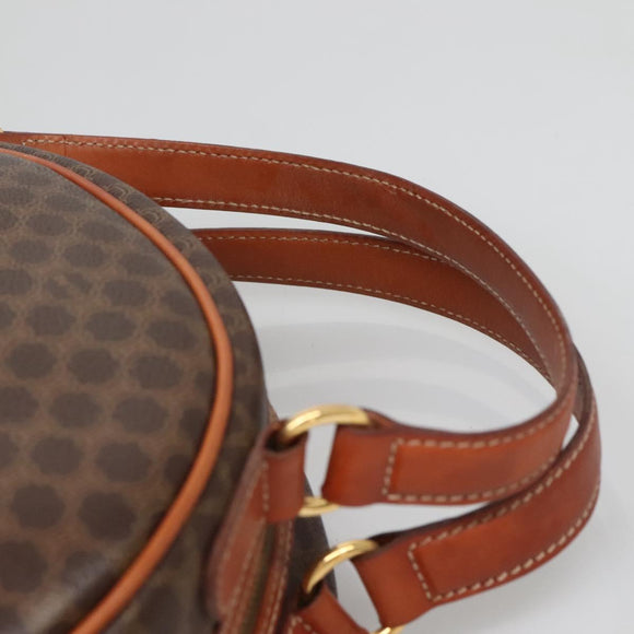 CELINE Macadam Canvas Hand Bag PVC Leather Brown Gold Auth ki5919