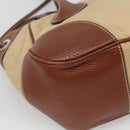 PRADA Shoulder Bag Nylon Leather Beige Silver Auth ki5925-17