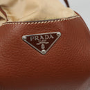 PRADA Shoulder Bag Nylon Leather Beige Silver Auth ki5925-18