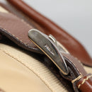 PRADA Shoulder Bag Nylon Leather Beige Silver Auth ki5925-9