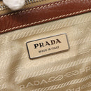 PRADA Shoulder Bag Nylon Leather Beige Silver Auth ki5925-19