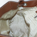PRADA Shoulder Bag Nylon Leather Beige Silver Auth ki5925-21