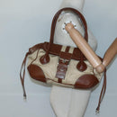 PRADA Shoulder Bag Nylon Leather Beige Silver Auth ki5925-23