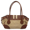 PRADA Shoulder Bag Nylon Leather Beige Silver Auth ki5925-2