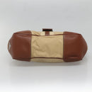 PRADA Shoulder Bag Nylon Leather Beige Silver Auth ki5925-5