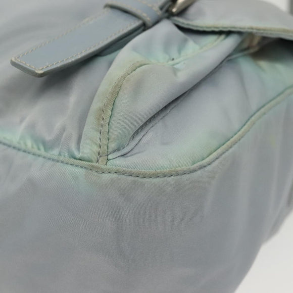 PRADA Shoulder Bag Nylon Light Blue Silver Auth ki5926