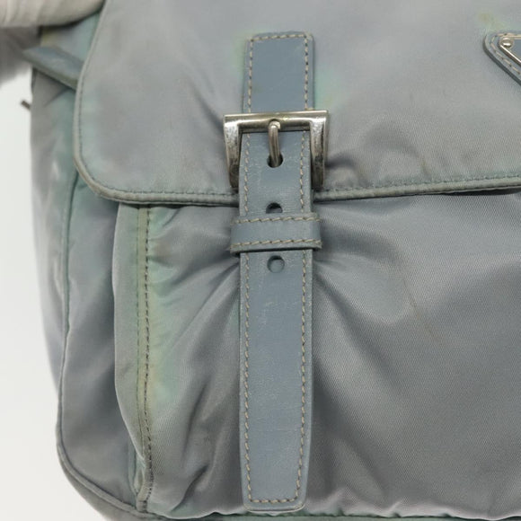PRADA Shoulder Bag Nylon Light Blue Silver Auth ki5926
