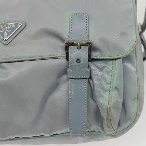 PRADA Shoulder Bag Nylon Light Blue Silver Auth ki5926