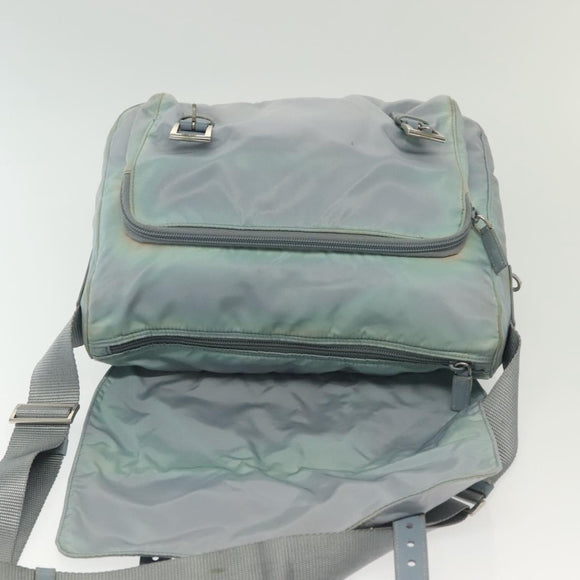 PRADA Shoulder Bag Nylon Light Blue Silver Auth ki5926