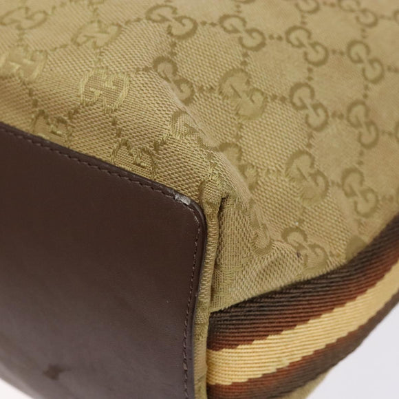 GUCCI GG Canvas Tote Bag Beige Brown Silver 31243 Auth ki5927