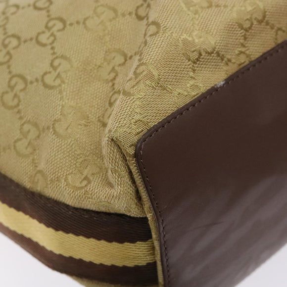 GUCCI GG Canvas Tote Bag Beige Brown Silver 31243 Auth ki5927