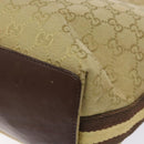 GUCCI GG Canvas Tote Bag Beige Brown Silver 31243 Auth ki5927-12