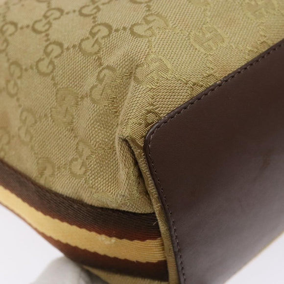 GUCCI GG Canvas Tote Bag Beige Brown Silver 31243 Auth ki5927