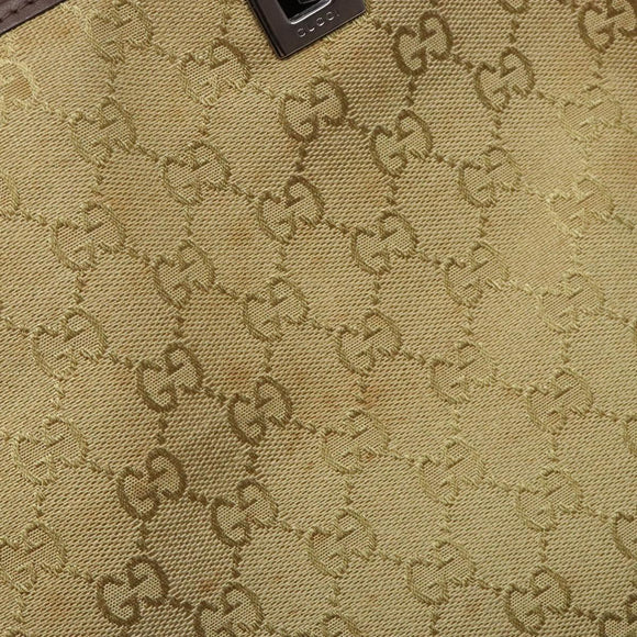 GUCCI GG Canvas Tote Bag Beige Brown Silver 31243 Auth ki5927