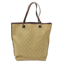 GUCCI GG Canvas Tote Bag Beige Brown Silver 31243 Auth ki5927-2