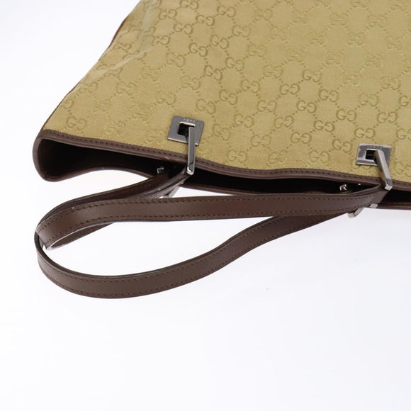 GUCCI GG Canvas Tote Bag Beige Brown Silver 31243 Auth ki5927