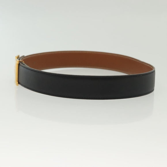 HERMES Constance H Belt Leather 31.1"" Black Auth ki5928