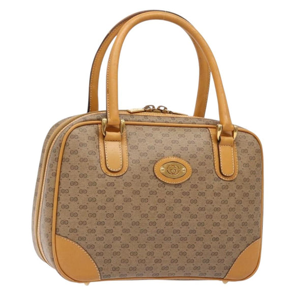 GUCCI Micro GG Supreme Hand Bag PVC Beige Gold 000 104 0030 Auth ki5931