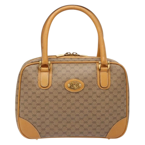 GUCCI Micro GG Supreme Hand Bag PVC Beige Gold 000 104 0030 Auth ki5931