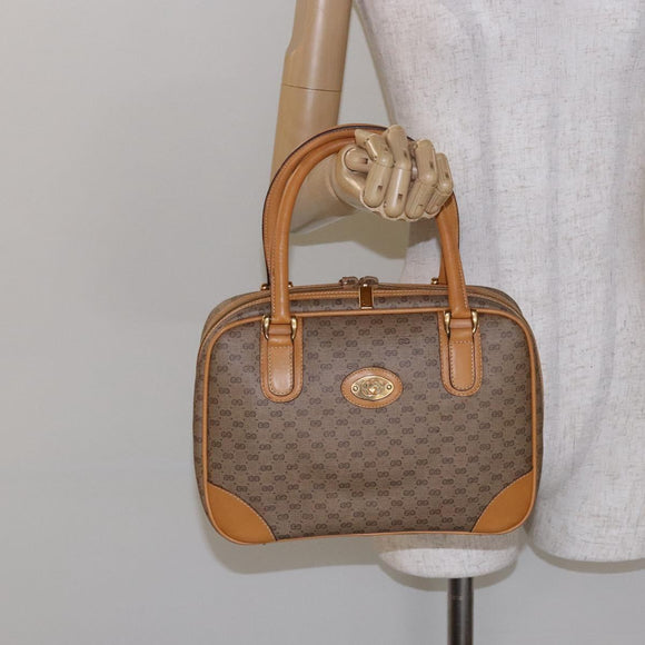 GUCCI Micro GG Supreme Hand Bag PVC Beige Gold 000 104 0030 Auth ki5931