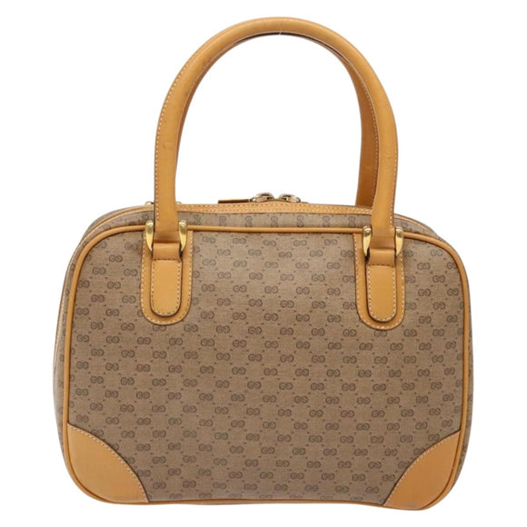 GUCCI Micro GG Supreme Hand Bag PVC Beige Gold 000 104 0030 Auth ki5931