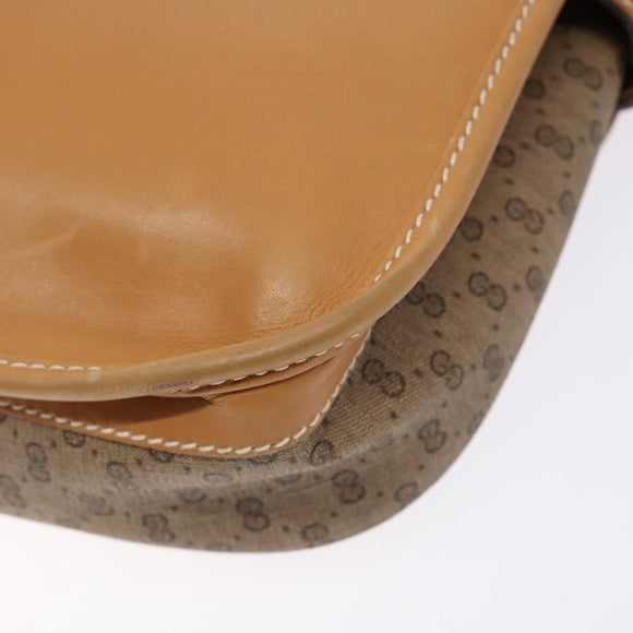 GUCCI Micro GG Supreme Shoulder Bag PVC Beige Gold Auth ki5939