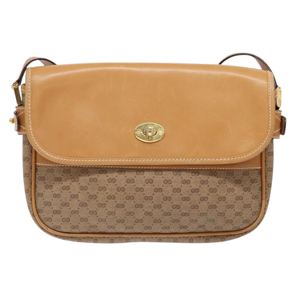 GUCCI Micro GG Supreme Shoulder Bag PVC Beige Gold Auth ki5939