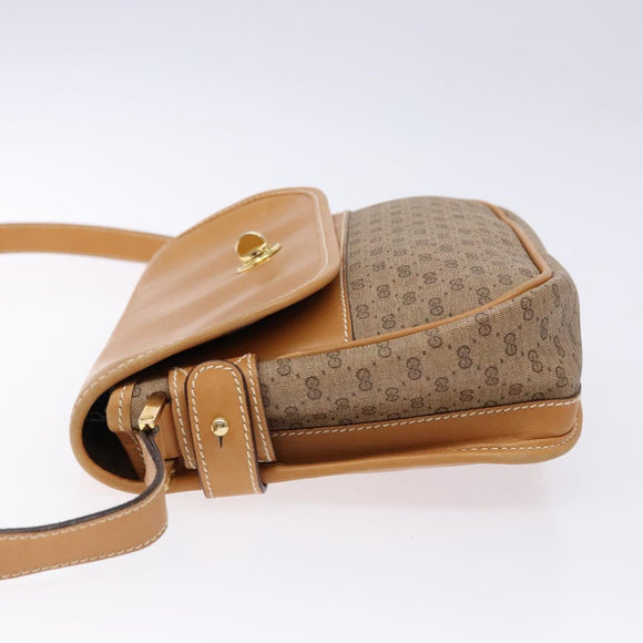 GUCCI Micro GG Supreme Shoulder Bag PVC Beige Gold Auth ki5939