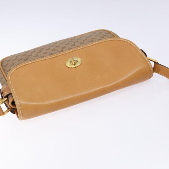 GUCCI Micro GG Supreme Shoulder Bag PVC Beige Gold Auth ki5939