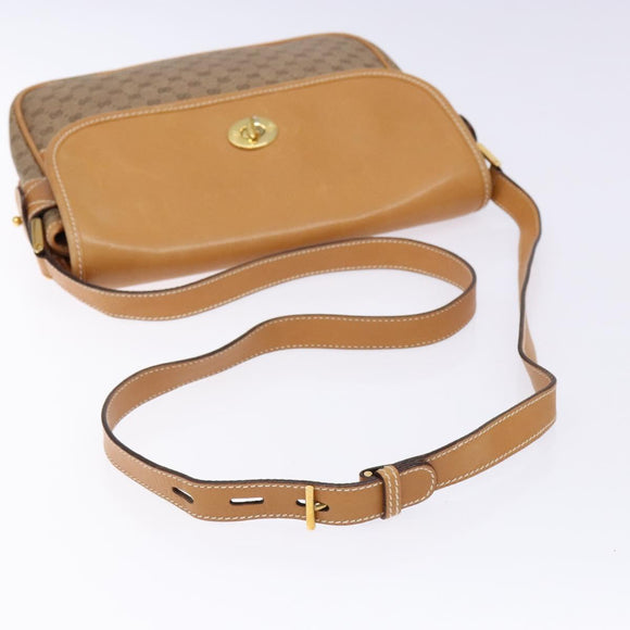 GUCCI Micro GG Supreme Shoulder Bag PVC Beige Gold Auth ki5939